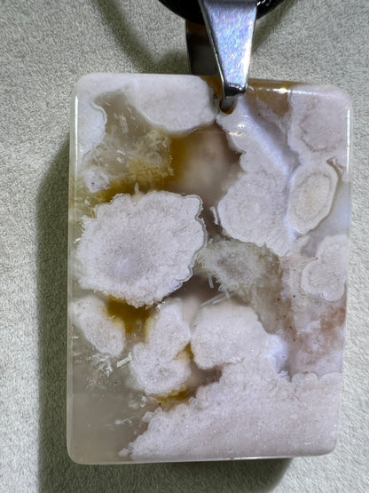 Flower Agate Rectangle Pendant. Lovely Agate Pendant From Madagascar. High Quality Crystal Jewelry