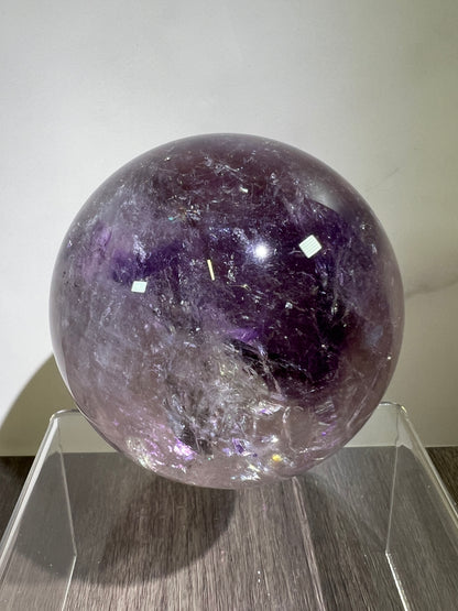 Phantom Amethyst Sphere. 74mm. Rare Amethyst With Amazing Rainbows. High Quality Beautiful Crystal.