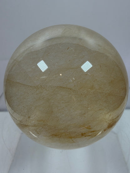 Rutile Quartz Sphere. 59mm. Stunning Fine Rutiles With Lots Of Flash. Beautiful Display Sphere.