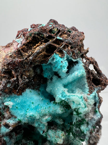 Chrysocolla And Malachite Specimen. Druzy Chrysocolla From Likasi, Congo. Gorgeous Display Crystal.