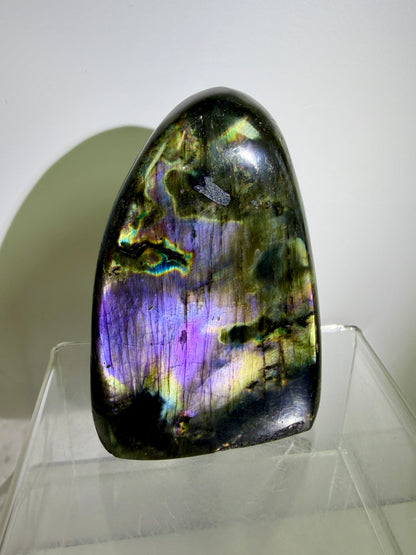 Labradorite Polished Freeform. Gorgeous Purple Rainbow Flash Spectrolite From Madagascar. High Quality Display Crystal.