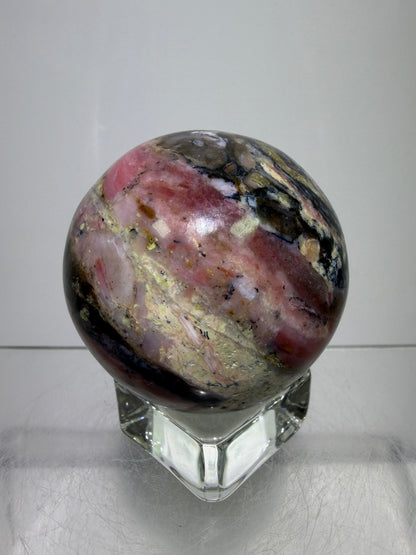 Strawberry Pink Opal Sphere From Peru. Gorgeous Bright Colors And Patterns. Amazing Rare Display Crystal.