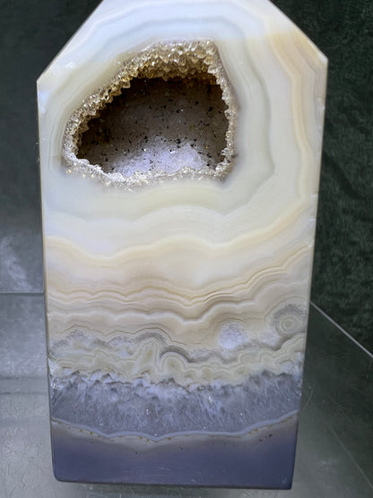 Druzy Agate Tower From Brazil. Top Quality Agate With Amazing Banding. Gorgeous Sugar Druzy Agate.