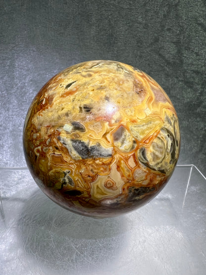 Crazy Lace Agate Sphere. 72mm. Stunning Lace And Patterns On This Sphere. Amazing Indonesian Crazy Lace Display Sphere