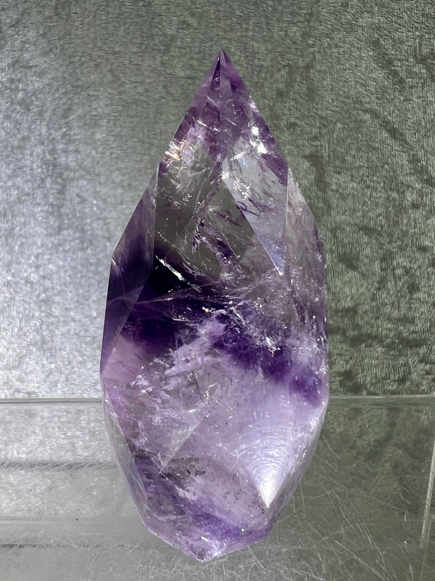 Phantom Amethyst Faceted Flame. Incredible Faceted Amethyst With Amazing Phantoms. High Quality Rare Crystal.