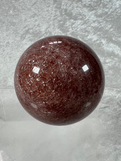 Strawberry Quartz Sphere. 71mm. High Quality Rare Quartz From Brazil. Gorgeous Mica Flash.