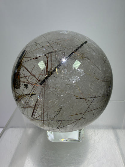 Rutile Quartz Sphere. 65mm. Crazy Rutile Plate Inclusion. High Quality Golden Rutilated Quartz.