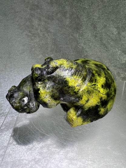 Leopard Stone Hippo Carving. Amazing Crystal Art From Zimbabwe. Incredible Collectors Piece.