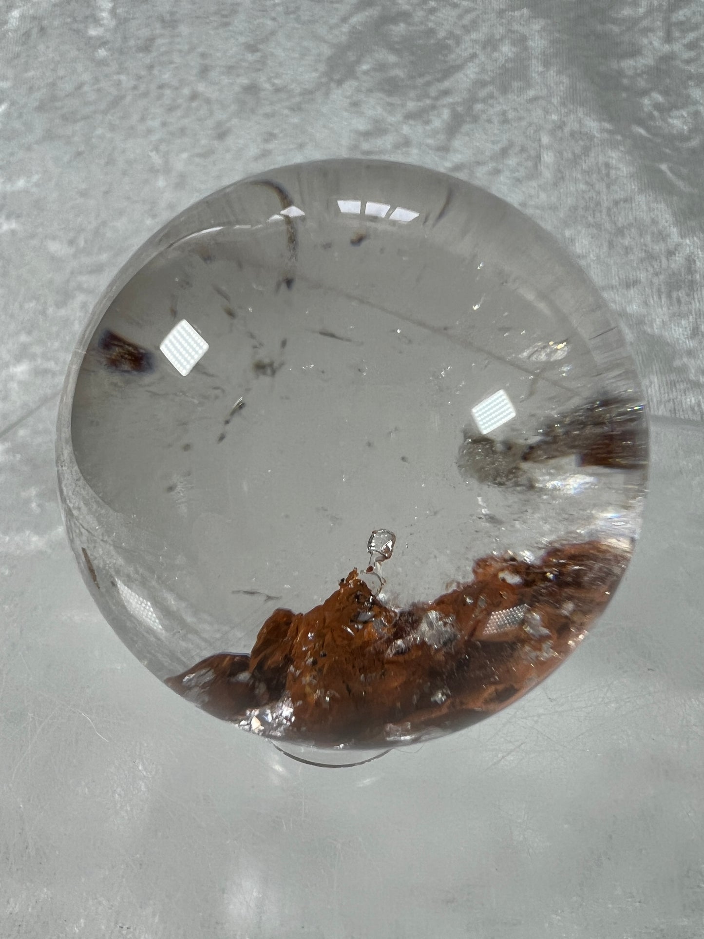 Garden Quartz Lodolite Sphere. Stunning High Quality Orange Landscape.