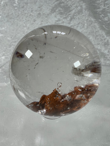 Garden Quartz Lodolite Sphere. Stunning High Quality Orange Landscape.