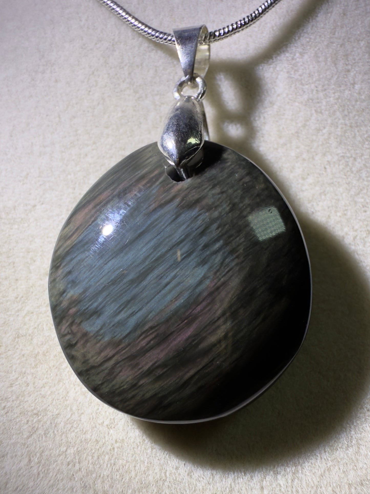 Velvet Obsidian Crystal Pendant. Rare Obsidian Cabochon. High Quality Jewelry