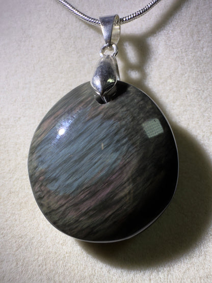 Velvet Obsidian Crystal Pendant. Rare Obsidian Cabochon. High Quality Jewelry