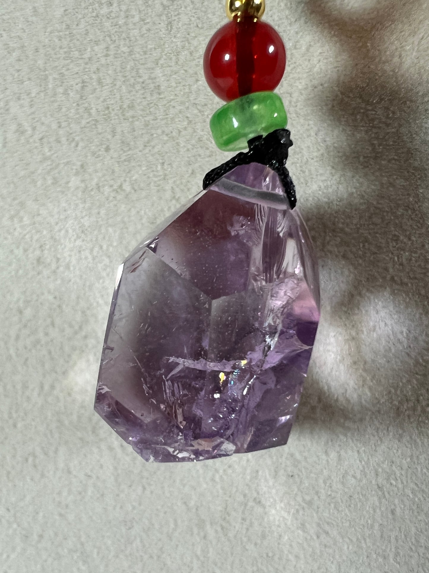 Amethyst Pendant With Stunning Rainbows. Incredible One Of A Kind Necklace. High Quality Polished Amethyst Jewelry