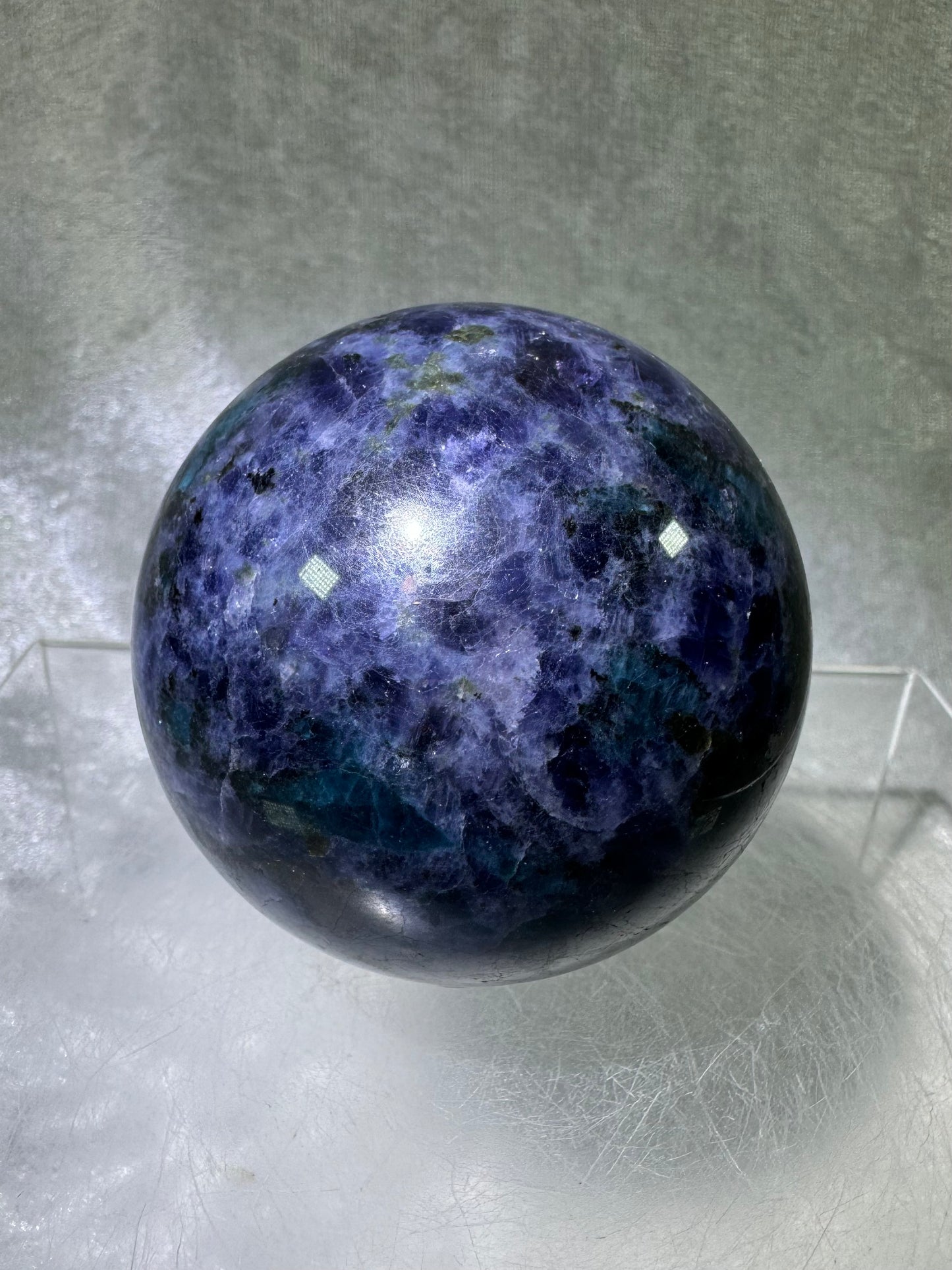 Iolite Crystal Sphere. 62mm. Beautiful Rare Water Sapphire From Madagascar. Amazing Rare Cordierite Display Sphere.