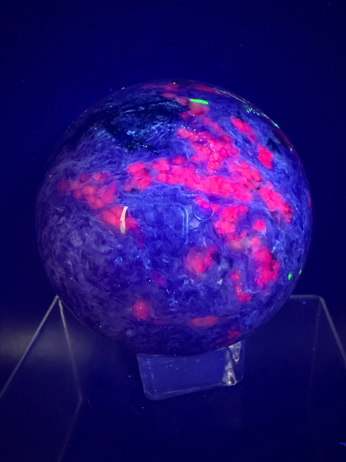Charoite Crystal Sphere. 79mm. XL High Quality Stunning Crystal. Amazing Patterns And Flash. Gorgeous UV Reaction.