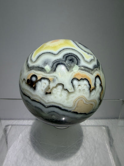 Banded Zebra Calcite Sphere. 55mm. Gorgeous Calcite Display Sphere. Rare Colors With Stunning Patterns