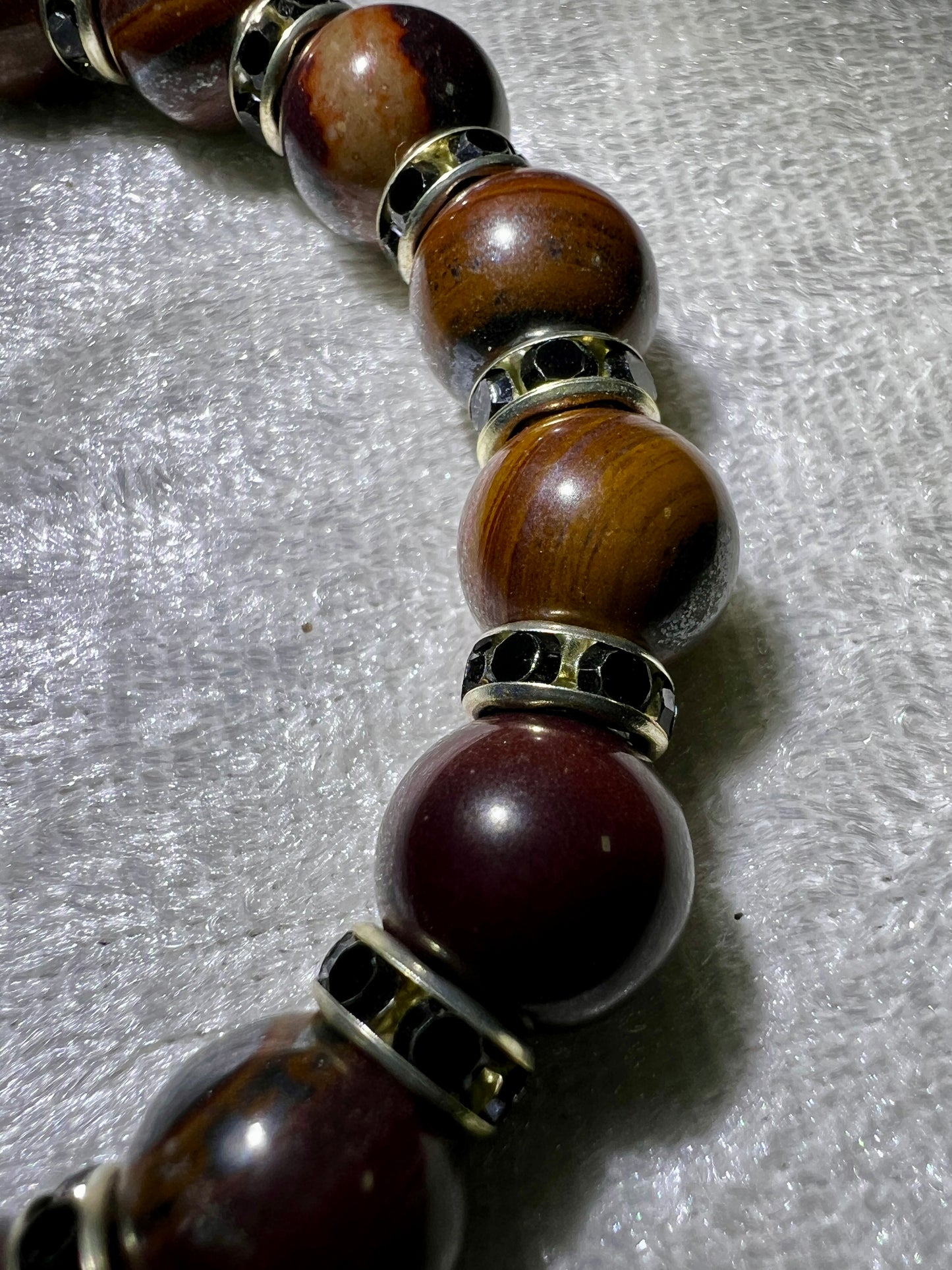 Tiger Iron Crystal Bead Bracelet. 10mm. Gorgeous Rare Crystal Bracelet With Amazing Spacers.