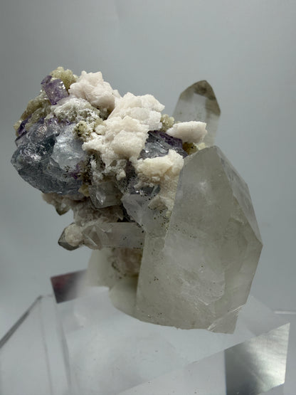 Clear Quartz And Fluorite Display Specimen. World Famous Yaogangxian Cluster. Beautiful Porcelain Fluorite Cubes. High Quality Mineral Specimen.