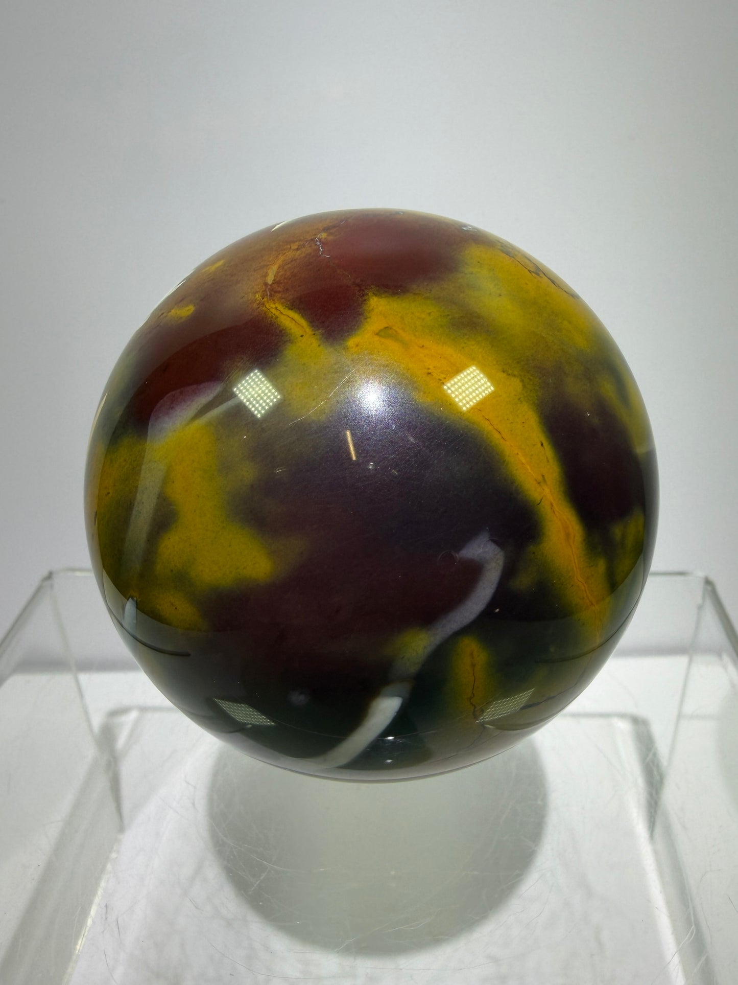 Mookaite Crystal Sphere. 64mm. Gorgeous Rare Colors And Patterns. High Quality Collectors Sphere.