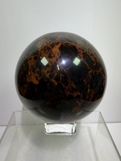 Mahogany Obsidian Sphere. 90mm. XL High Quality Crystal. Rare And Stunning Display Sphere