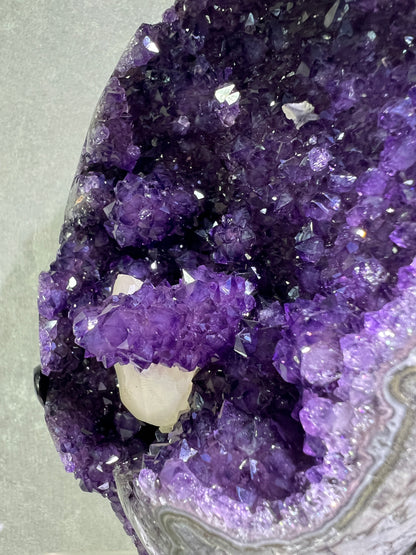 Amethyst And Calcite Geode. World Class Uruguayan Specimen. Gorgeous AA Quality Statement Piece! Custom Made Stand