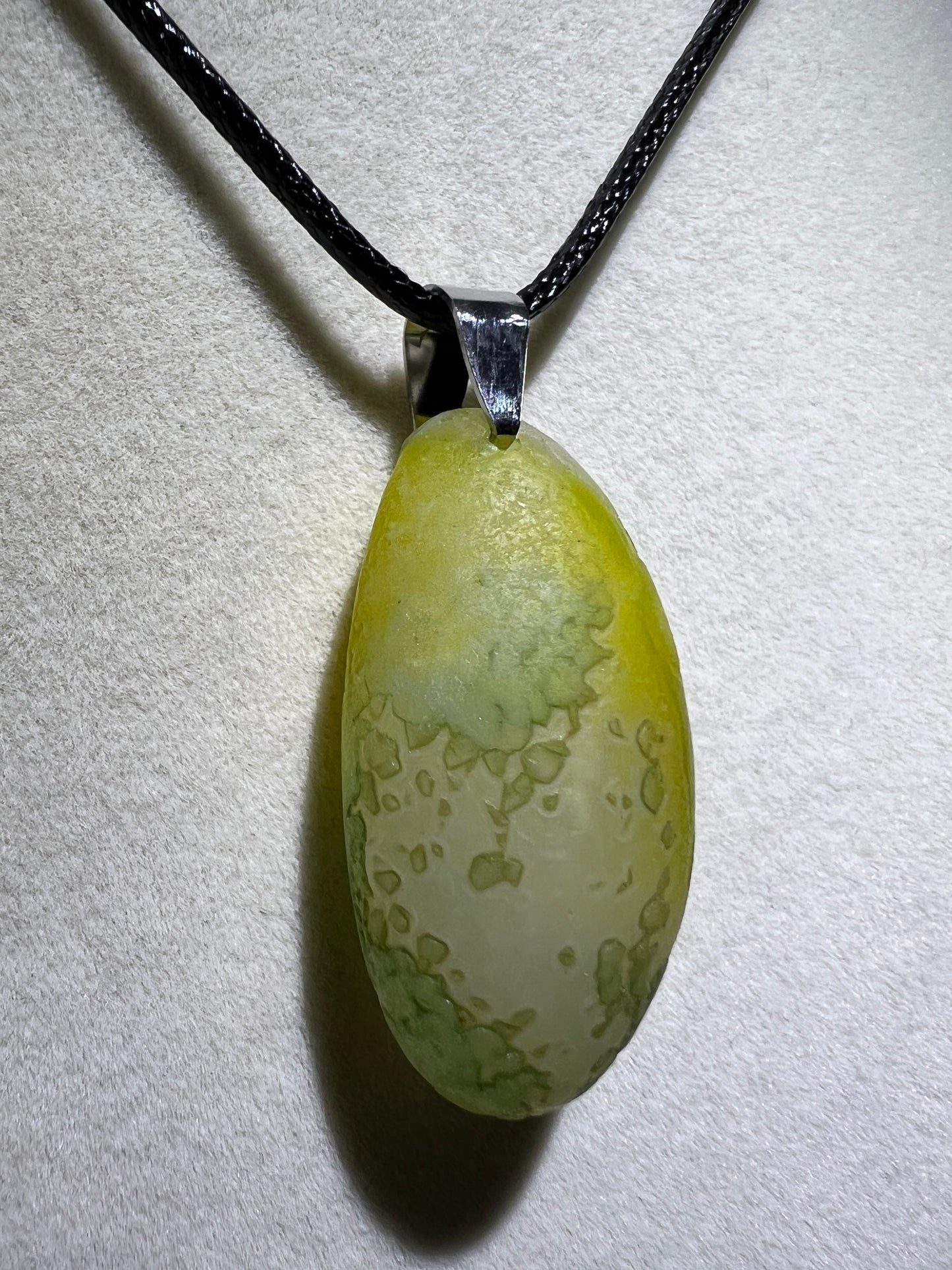 Gobi Agate Pendant. Colorful Green And Yellow Gobi Desert Agate. World Famous Rare Botryoidal Chalcedony. Very Unique Crystal Necklace!
