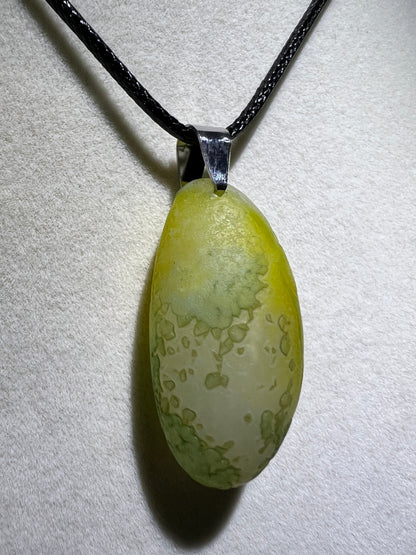 Gobi Agate Pendant. Colorful Green And Yellow Gobi Desert Agate. World Famous Rare Botryoidal Chalcedony. Very Unique Crystal Necklace!