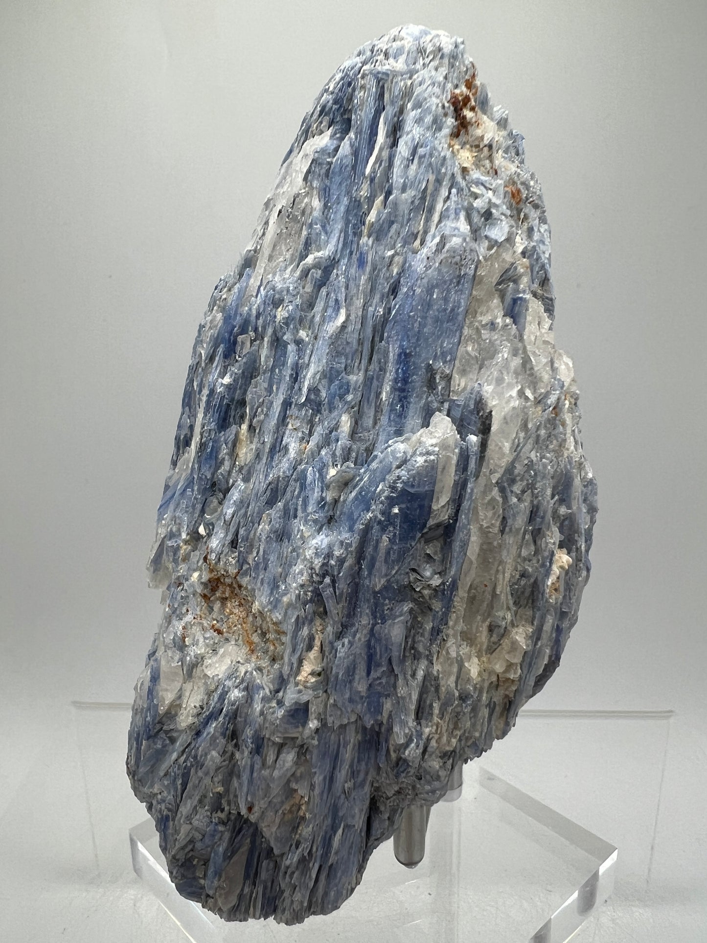 Kyanite And Quartz Mineral Specimen. Beautiful Raw Blue Kyanite Cluster.
