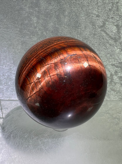 Red Tigers Eye Sphere. 70mm. Stunning Red And Gold Flash! Gorgeous Display Sphere!