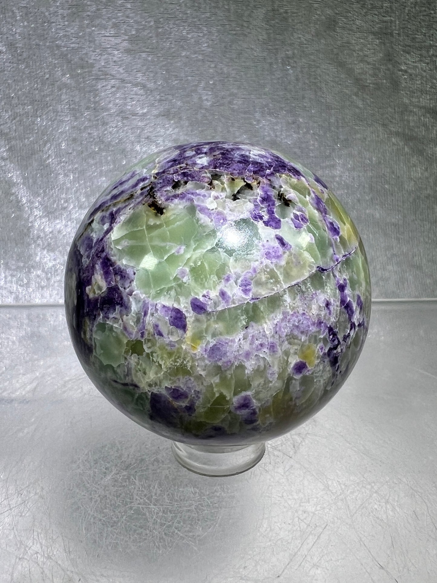 Bolivianite Crystal Sphere. 48mm. Beautiful Combination Of Fluorite And Serpentine. Amazing Rare New Material.