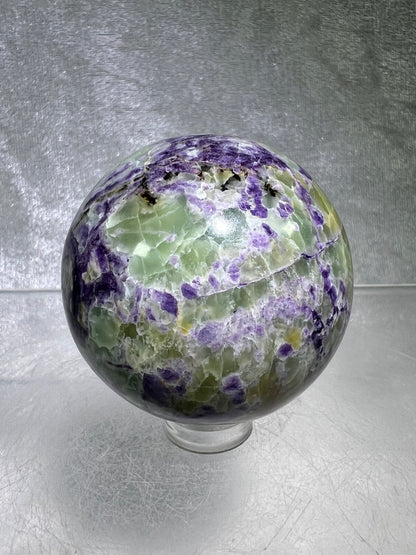 Bolivianite Crystal Sphere. 48mm. Beautiful Combination Of Fluorite And Serpentine. Amazing Rare New Material.