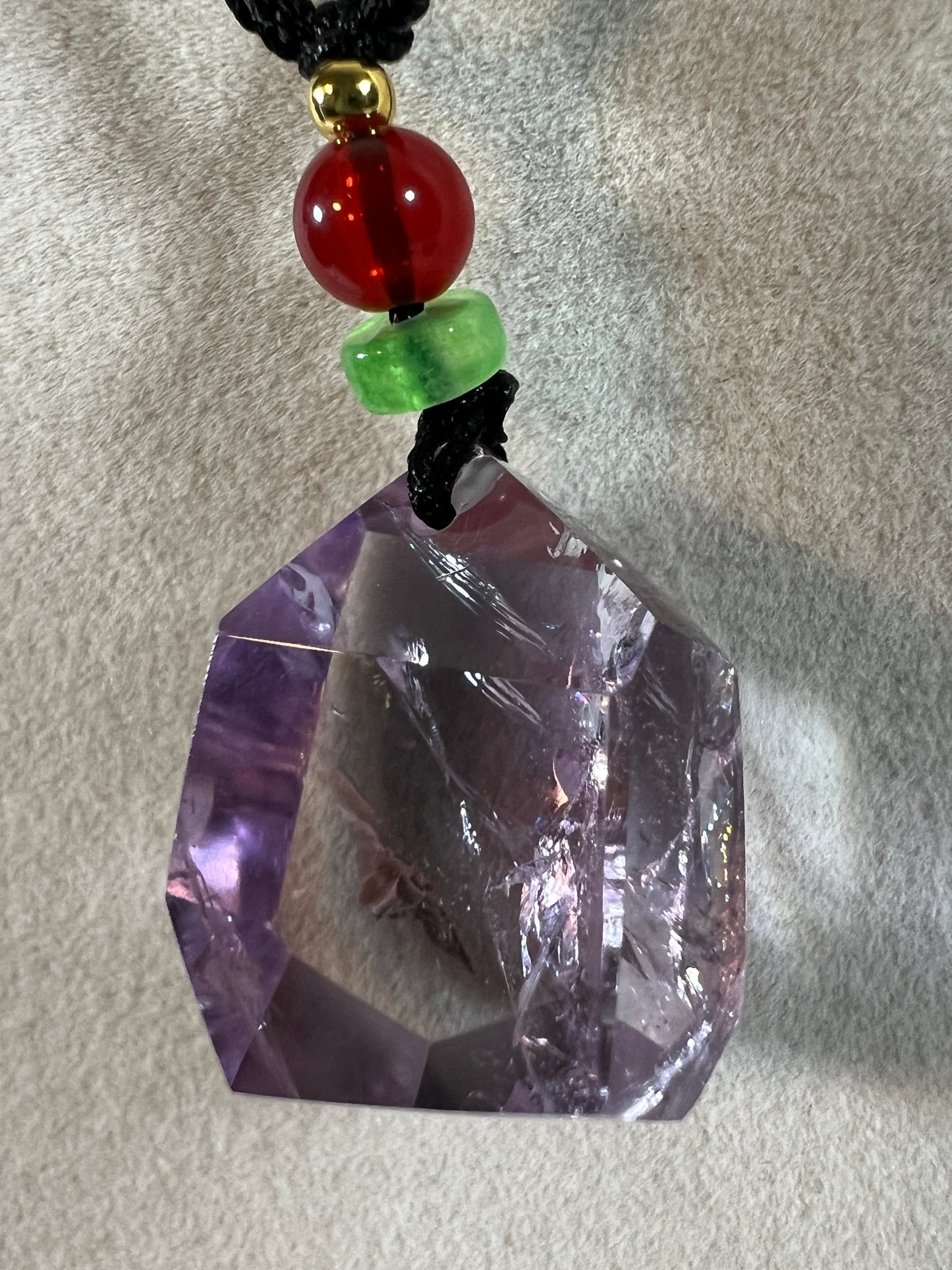 Amethyst Pendant With Stunning Rainbows. Incredible One Of A Kind Necklace. High Quality Polished Amethyst Jewelry