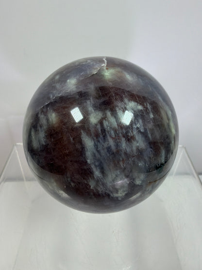 Bloodshot Iolite Sphere. 67mm. Rare Galaxy Iolite Sunstone Display Sphere. Amazing And Colorful Flash!