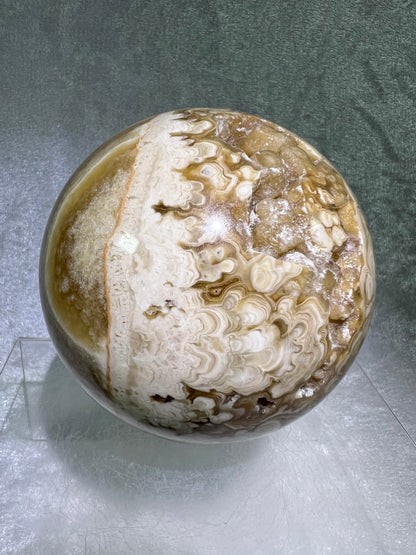 Amber Calcite Druzy Sphere. 96mm. Amazing Patterns With Incredible Druzy. Gorgeous Display Sphere.