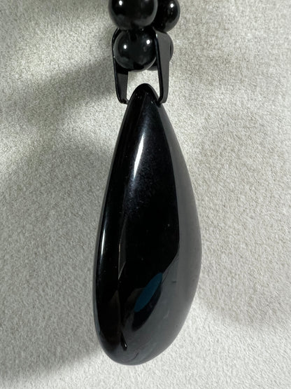 Rainbow Obsidian Pendant. Gorgeous Teardrop Cabochon. Custom Made Beaded Necklace. High Quality Jewelry