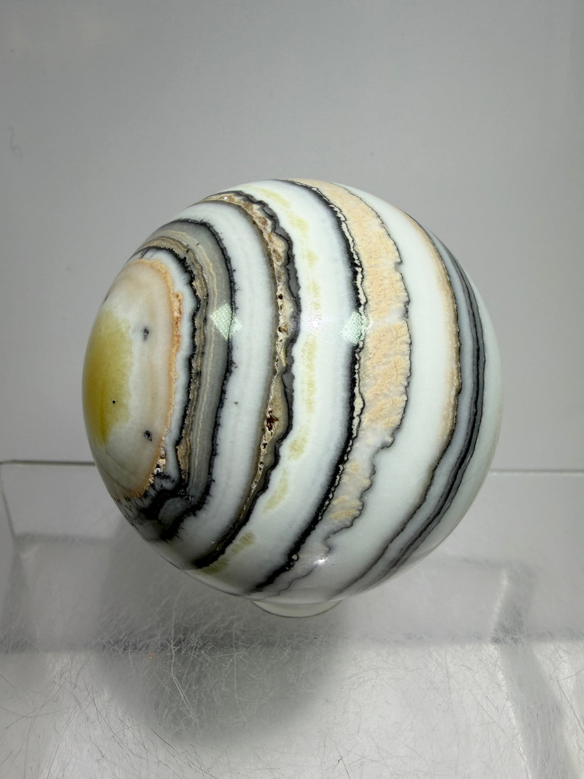 Banded Zebra Calcite Sphere. 53mm. Gorgeous Calcite Display Sphere. Rare Colors With Stunning Patterns