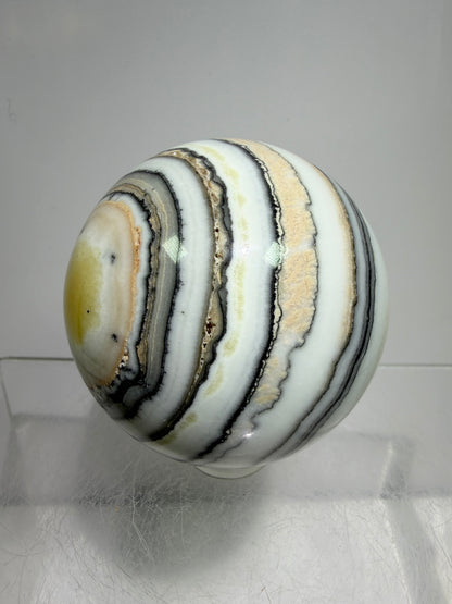 Banded Zebra Calcite Sphere. 53mm. Gorgeous Calcite Display Sphere. Rare Colors With Stunning Patterns