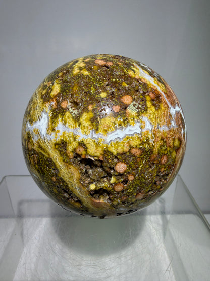 Ocean Jasper Sphere. 72mm. Very Flashy Druzy Sphere. High Quality Stunning Display Crystal
