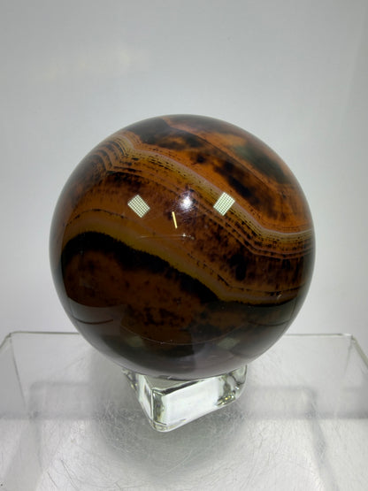 Silk Agate Sphere. 61mm. Gorgeous Banded Agate From Madagascar. Stunning Colors And Patterns On This Display Sphere.