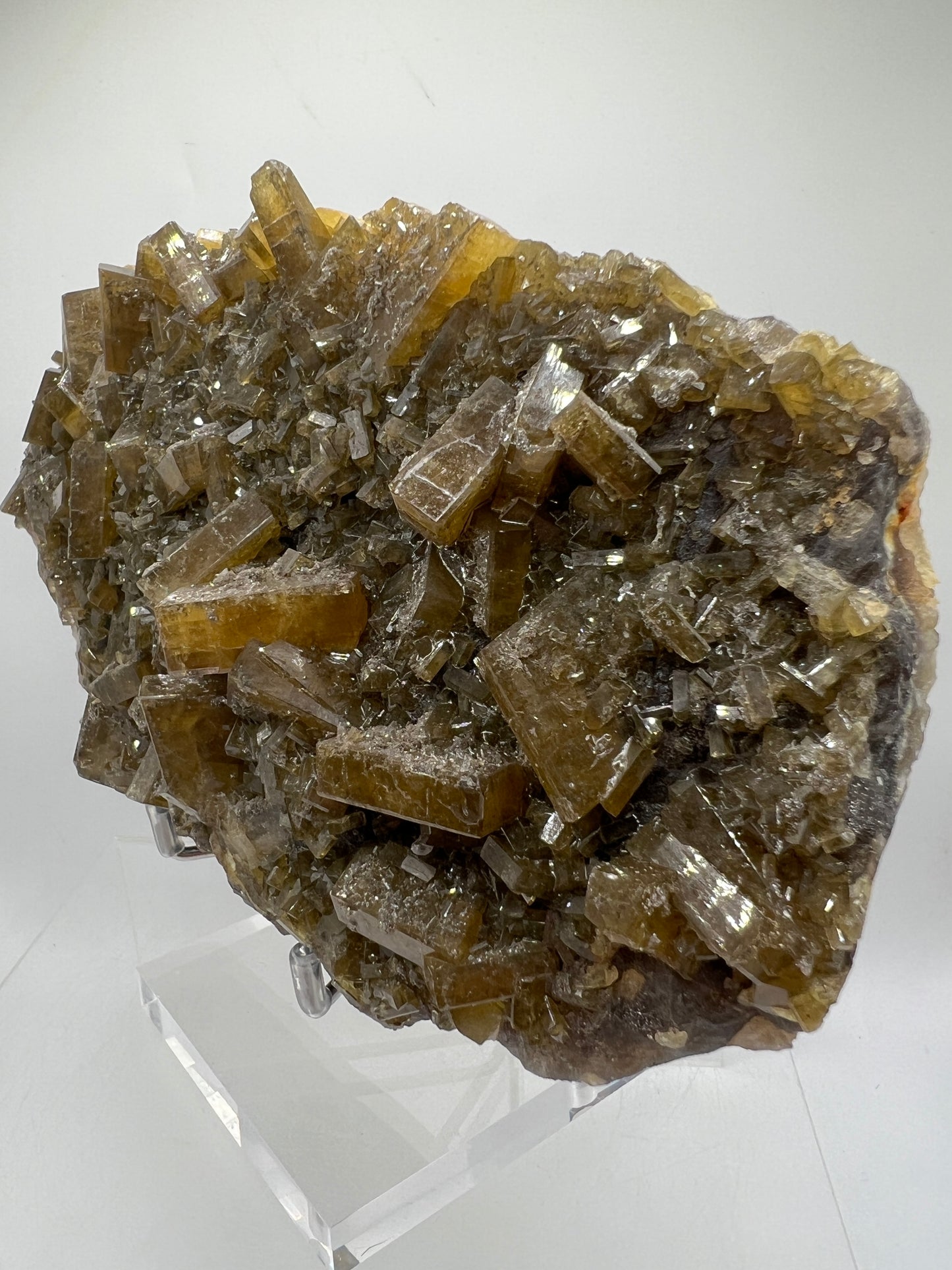 Golden Yellow Barite On A Fluorite Matrix. XL Stunning Mixed Mineral Specimen. Amazing Botryoidal Fluorite.