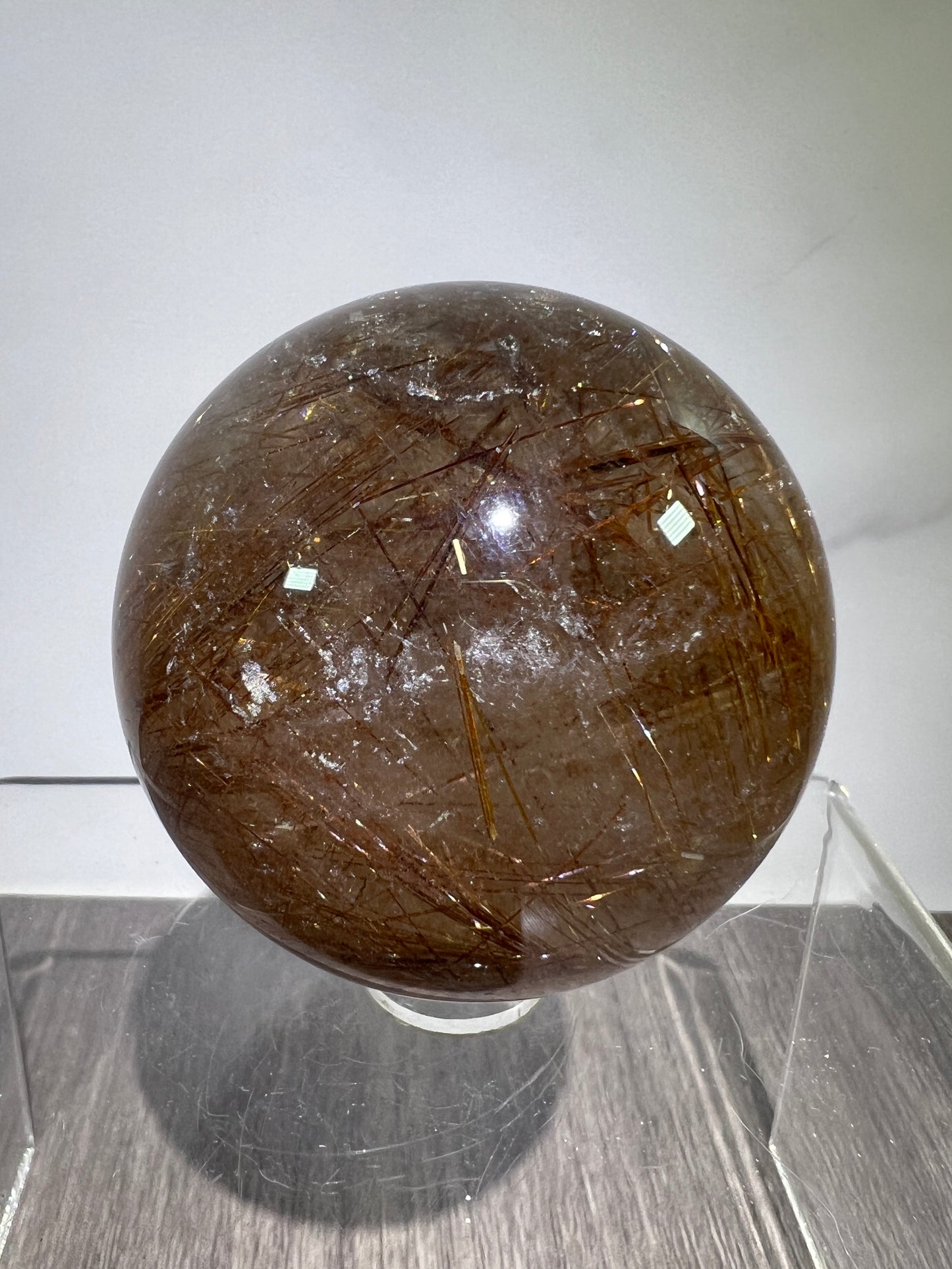 Copper Rutile Quartz Sphere. 53mm. Amazing Copper Rutilated Quartz. Stunning Rare Display Sphere