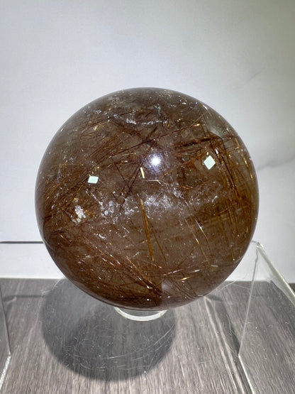 Copper Rutile Quartz Sphere. 53mm. Amazing Copper Rutilated Quartz. Stunning Rare Display Sphere
