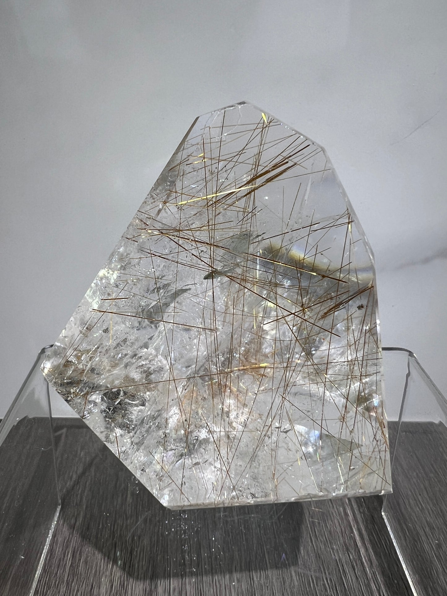 Rutile Quartz Polished Freeform. Stunning Copper And Gold Rutilated Quartz. High Quality Display Crystal