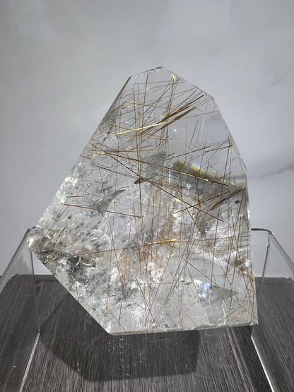 Rutile Quartz Polished Freeform. Stunning Copper And Gold Rutilated Quartz. High Quality Display Crystal