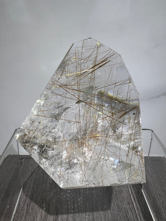 Rutile Quartz Polished Freeform. Stunning Copper And Gold Rutilated Quartz. High Quality Display Crystal