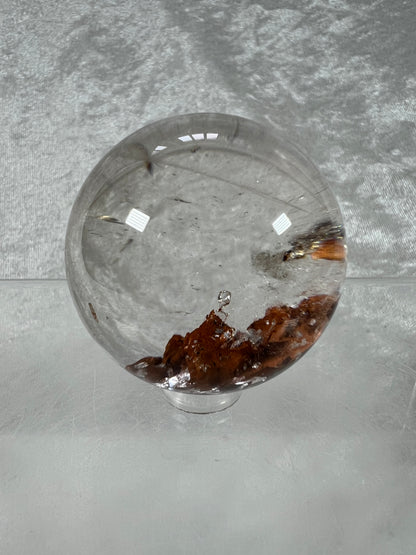Garden Quartz Lodolite Sphere. Stunning High Quality Orange Landscape.