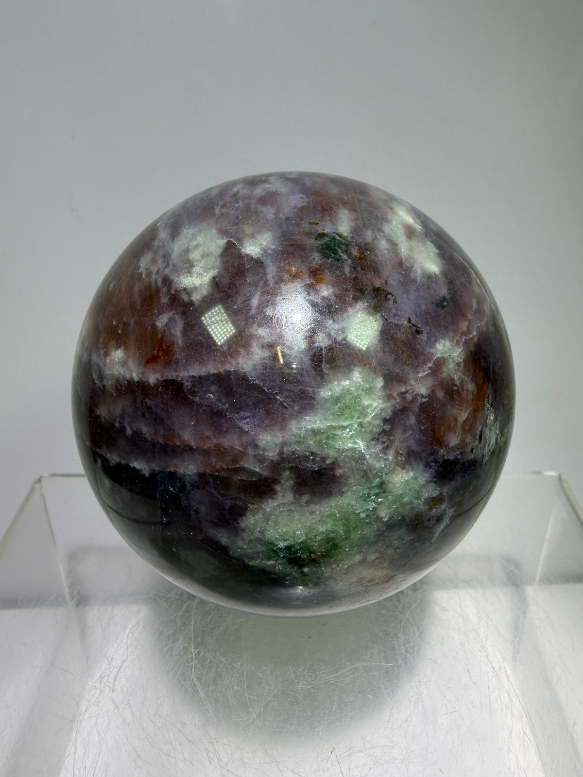 Bloodshot Iolite Sphere. 67mm. Rare Galaxy Iolite Sunstone Display Sphere. Amazing And Colorful Flash!