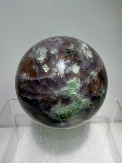 Bloodshot Iolite Sphere. 67mm. Rare Galaxy Iolite Sunstone Display Sphere. Amazing And Colorful Flash!