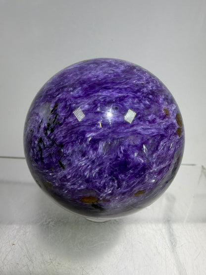 Charoite Crystal Sphere. 50mm. High Quality Beautiful Crystal. Amazing Patterns And Flash. Stunning Rare Crystal