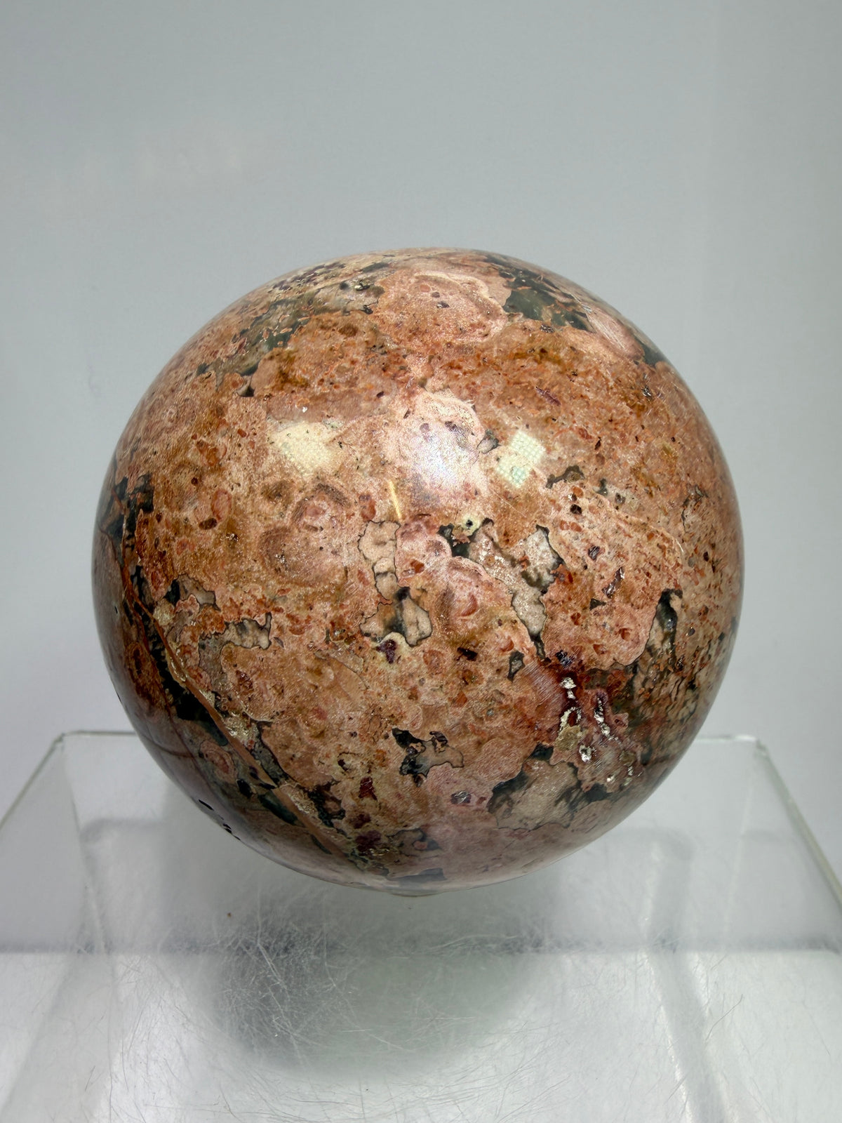 Fire Calcite Crystal Sphere. 74mm. Amazing New Material. Beautiful Large Display Sphere With Nice UV Reaction.